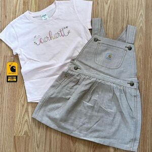 Carhartt Light Pink Tee and Gray Overall Dress